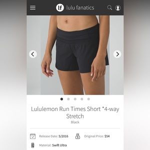 Lululemon Run Times Short size 10 black